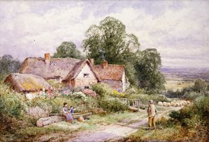 Een schapenpad bij Woburn, Bedfordshire door Henry John Sylvester Stannard