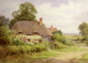 Cottagescène door Henry John Sylvester Stannard