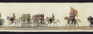 Deel van het panoramische uitzicht op de volledige begrafenisstoet van Arthur, hertog van Wellington door Henry Jr and Sala Alken