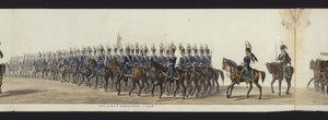 Deel van het panoramisch uitzicht op de volledige begrafenisstoet van Arthur, hertog van Wellington door Henry Jr and Sala Alken