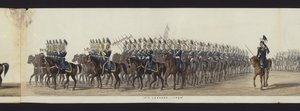 Deel van het panoramisch uitzicht op de volledige begrafenisstoet van Arthur, hertog van Wellington door Henry Jr and Sala Alken