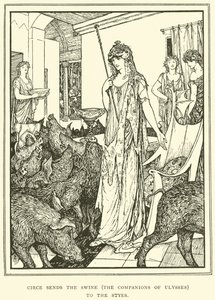 Circe stuurt de Varkens (De Metgezellen van Ulysses) naar de Hokken