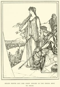 Helena Wijst de Belangrijkste Helden in het Griekse Leger aan Priamus door Henry Justice Ford
