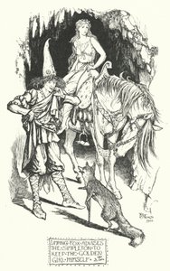 Kreupel-Vos Adviseert de Simpel om het Gouden Meisje Zelf te Houden (gravure)
