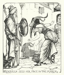 Renzolla Ziet Haar Gezicht in de Spiegel (gravure) door Henry Justice Ford