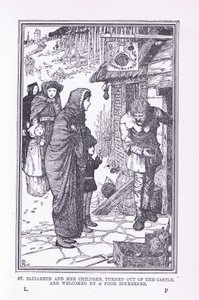 Sint Elizabeth en haar kinderen, uit het kasteel gezet en verwelkomd door de arme herbergier, 1912