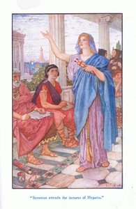 Synesius woont de lezingen van Hypatia bij