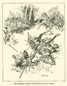 De Engelse boogschutters en Franse soldaten door Henry Justice Ford