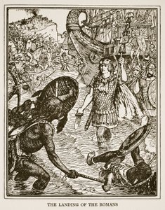 De landing van de Romeinen, illustratie uit 