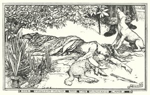 De prinses Pulja en het vermoorde lam (litho) door Henry Justice Ford