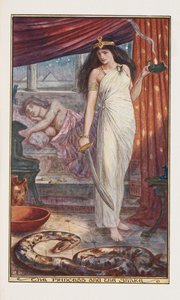 De prinses en de slang, illustratie uit The Brown Fairy Book door Andrew Laing door Henry Justice Ford