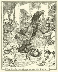 Twee Spaanse Heren Redden de Koningin door Henry Justice Ford