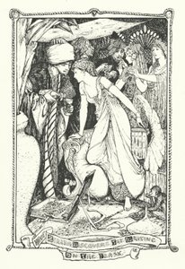 Zelida Ontdekt het Schrift op de Fles (gravure) door Henry Justice Ford