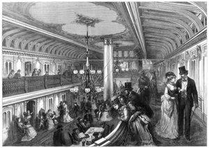 Salon van een stoomboot, 1875 door Henry Linton