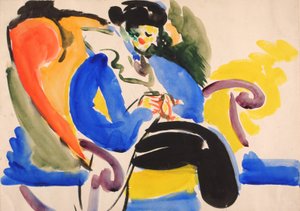Calligrafisch #2 Vrouw op stoel, 1914-1918 door Henry Lyman Saÿen