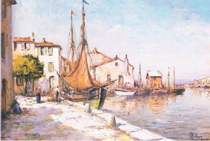 Het lossen van de vangst, uit een onbekend tijdschrift of boek door Henry Malfroy