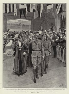 Lord Kitchener op weg naar zijn koets in Southampton door Henry Marriott Paget