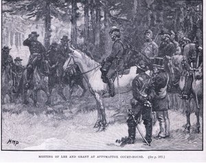 Ontmoeting van Lee en Grant in Appomatox Court House 1865 AD door Henry Marriott Paget