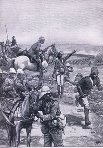 De Slag bij Omdurman: MacDonalds Brigade weerstaat de aanval van de Dervish, illustratie uit Cassells Geschiedenis van Engeland, 1900s door Henry Marriott Paget