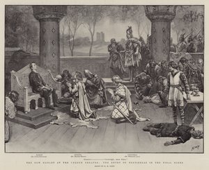 De nieuwe Hamlet in het Lyceum Theatre, de intrede van Fortinbras in de slotscène