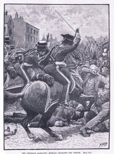 Het Peterloo-bloedbad: Huzaren die de mensen aanvallen AD 1819 door Henry Marriott Paget