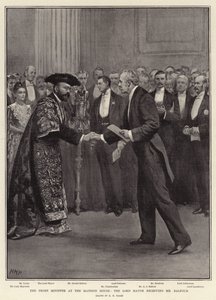 De premier in het Mansion House, de burgemeester ontvangt Mr. Balfour door Henry Marriott Paget