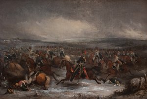 Aanvallende Franse cavalerie bij Waterloo door Henry Martens