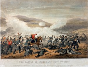 De Slag bij Inkermann op 5 november 1854, gegraveerd door Edmund Walker, 1854