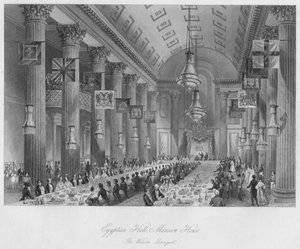 Egyptische Hal, Mansion House: Het Wilson Banket, ca. 1841 door Henry Melville