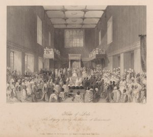 Hare Majesteit opent de zitting van het parlement door Henry Melville