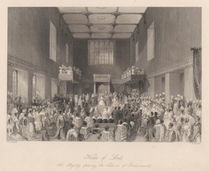 Hare Majesteit opent de zitting van het parlement door Henry Melville