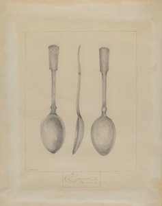 Pewter lepel door Henry Meyers
