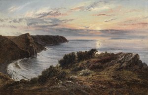Over Shipload Bay naar Lundy Island, Noord-Devon, 1859 door Henry Moore
