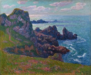 Kalm weer, kust bij de Pointe de Pern, Ushant