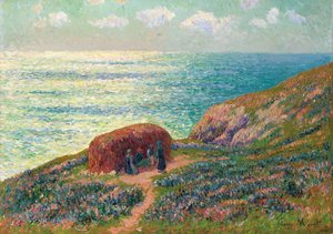 Zeewierplukkers in Moelan, Bretagne door Henry Moret