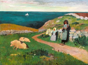 Jonge Bretonse Meisjes in het Veld door Henry Moret
