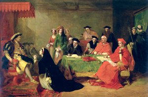 Het proces van koningin Catharina van Aragon door Henry Nelson ONeil