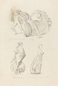 Draperie, drie figuren, een Bacchante en twee uit de natuur door Henry Noel Humphreys after John Flaxman