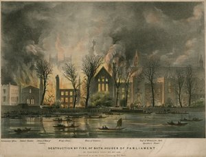 Vernietiging door brand van beide Huizen van het Parlement op donderdagavond, 16 oktober 1834
