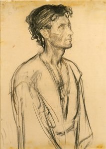 Studie voor discipel knielt bij het graf door Henry Ossawa Tanner