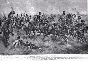 Het in actie brengen van de kanonnen, Waterloo, illustratie uit 