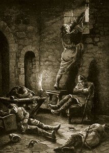 De ontsnapping van Ralph Flambard uit de Tower, illustratie uit 