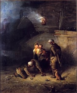 Mijnwerkers spelen quoits