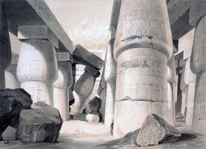 Interieur van de Grote Zaal van Karnak, Egypte, 1845
