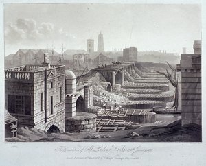 Oude London Bridge, Londen, 1832 door Henry Pyall