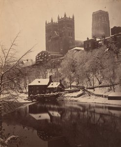 Durham Cathedral in de winter,c. 1857 (foto) door Henry Reverend Holden