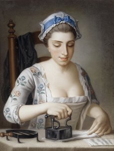 Een Dienstmeisje Strijkt door Henry Robert Morland