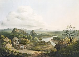 Een Uitzicht nabij de Roode Sand Pas bij de Kaap de Goede Hoop, gegraveerd door J. Bluck, 1809