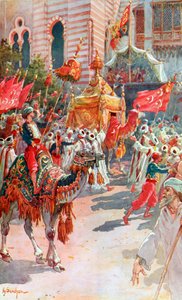 De processie van de Heilige Tapijten langs de Prins en Prinses van Wales in Caïro, 5 februari 1869