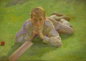 Henry Allen in cricketkleding door Henry Scott Tuke
